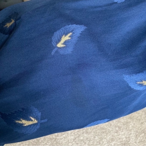 Vintage 90s Silk Bomber Windbreaker Jacket Navy Gold Leaf Print Gorpcore Sz M - Picture 12 of 16